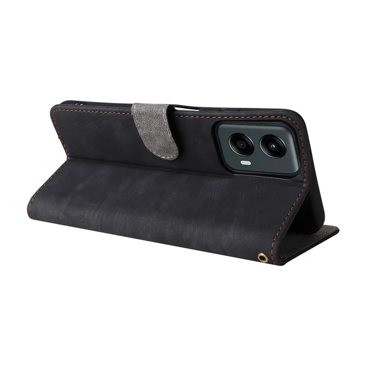 For Motorola Moto G 5G (2024) Case Full Protection RFID Blocking Leather Phone Cover - Black