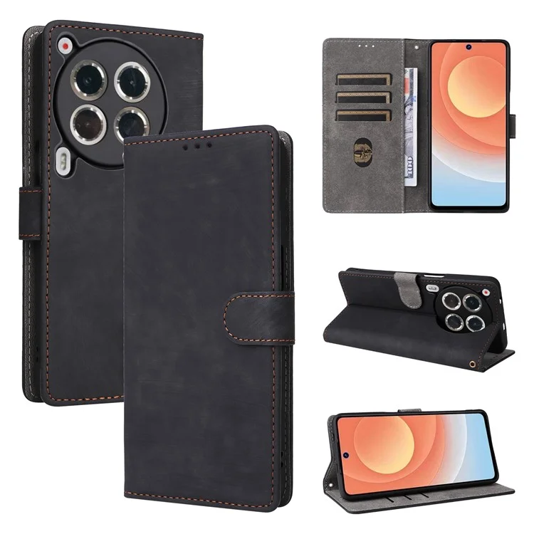 Pour TECNO Camon 30 Premier 5G CL9 Étui en cuir avec protection RFID - Noir