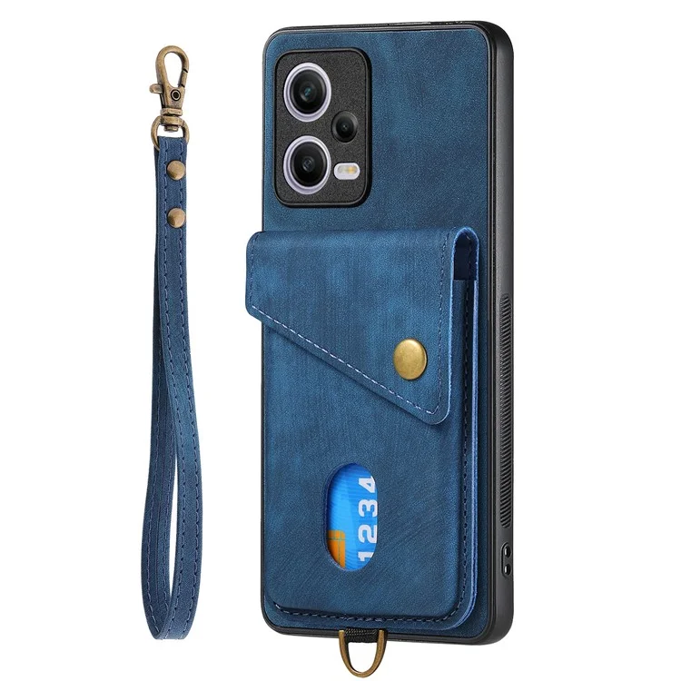 D1 Para Xiaomi Redmi Note 12 Pro 5G / 12 Pro Speed ​​5g / Poco X5 Pro 5G Case Kickstand Leather+TPU Telelo Cubierta - Azul
