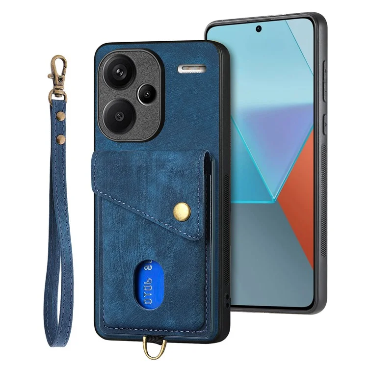 Чехол D1 для Xiaomi Redmi Note 13 Pro+ 5G с подставкой, PU+TPU, Синий