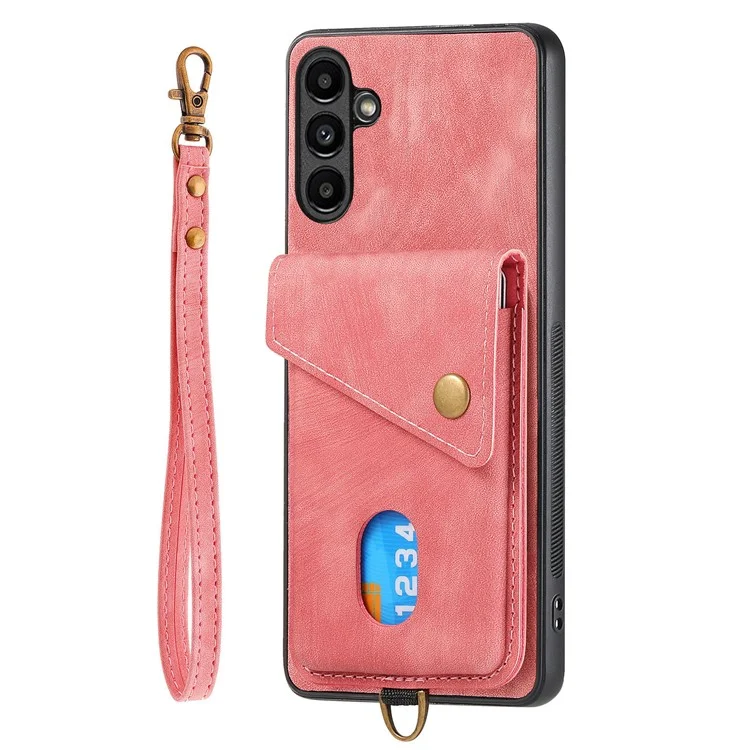 D1 per Samsung Galaxy A35 5G Custodia Retro in Pelle+TPU Cover Telefonica con Porta Carte - Rosa
