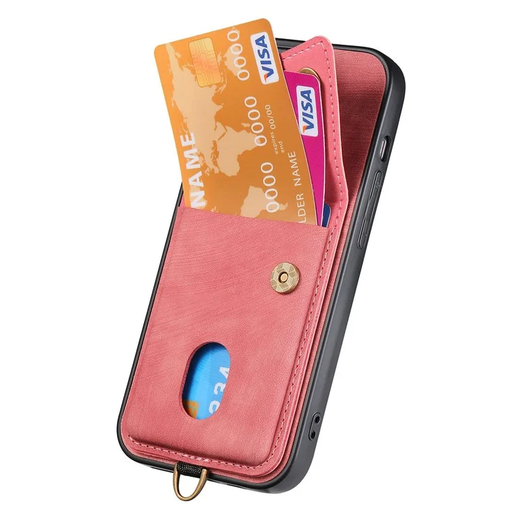 D1 per Samsung Galaxy A35 5G Custodia Retro in Pelle+TPU Cover Telefonica con Porta Carte - Rosa
