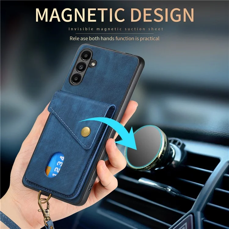 D1 per Samsung Galaxy A35 5G Custodia Retro in Pelle+TPU Cover Telefonica con Porta Carte - Rosa