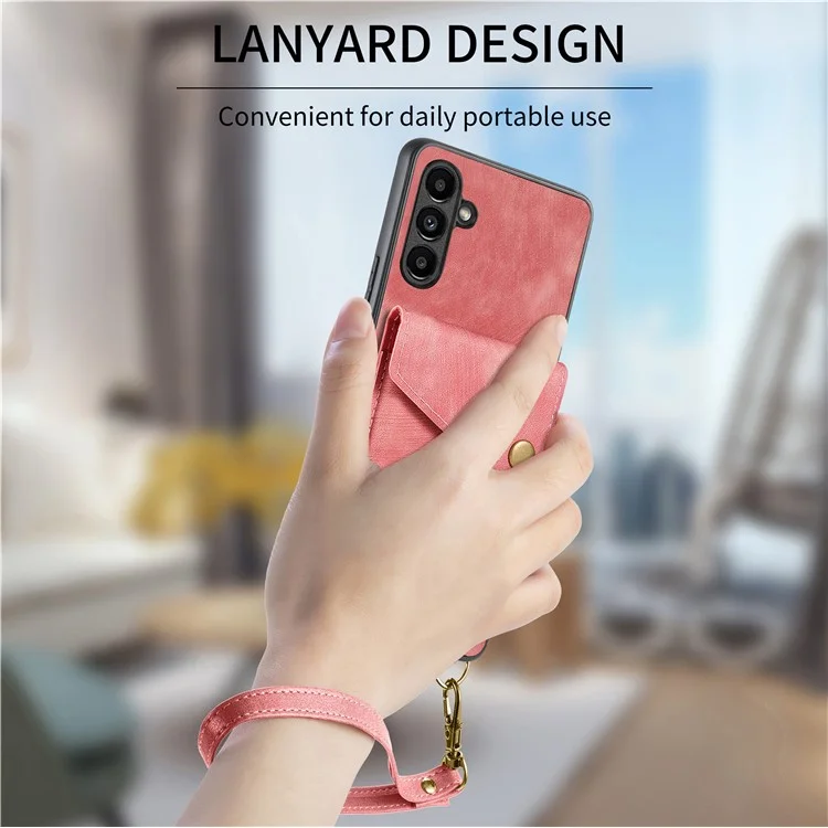 D1 per Samsung Galaxy A35 5G Custodia Retro in Pelle+TPU Cover Telefonica con Porta Carte - Rosa