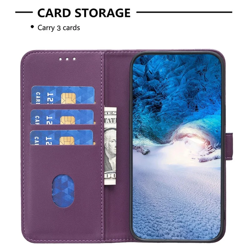 BINFEN COLOR BF17 For Realme C67 4G Case Wallet Leather Folio Phone Cover with Magnetic Closure - Dark Purple