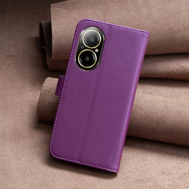 BINFEN COLOR BF17 For Realme C67 4G Case Wallet Leather Folio Phone Cover with Magnetic Closure - Dark Purple