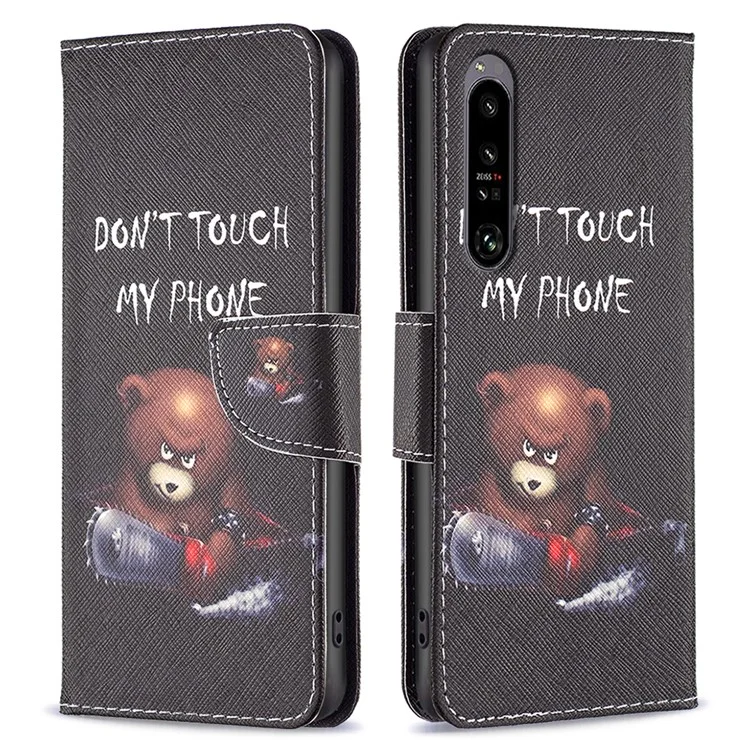 For Sony Xperia 1 VI Cell Phone Cases Leather Pattern Printing Flip Stand Cover - Bear