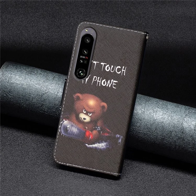 For Sony Xperia 1 VI Cell Phone Cases Leather Pattern Printing Flip Stand Cover - Bear