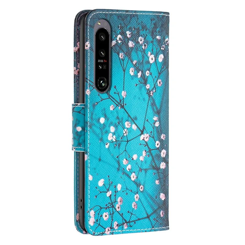 För Sony Xperia 1 VI Mobillådor Läder Mönstertryck Flikhölje med Ställfunktion - Plommonblom