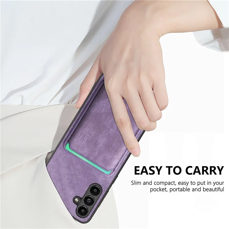 D12 Per Samsung Galaxy M14 4G Custodia in Pelle+TPU Magnetica Staccabile Slot per Schede - Viola