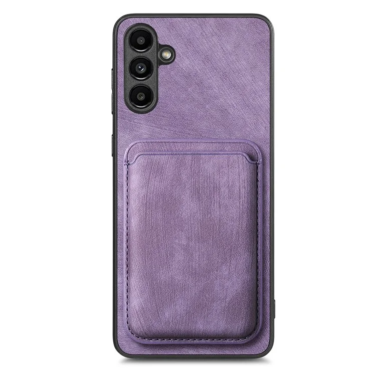 D12 Per Samsung Galaxy M14 4G Custodia in Pelle+TPU Magnetica Staccabile Slot per Schede - Viola