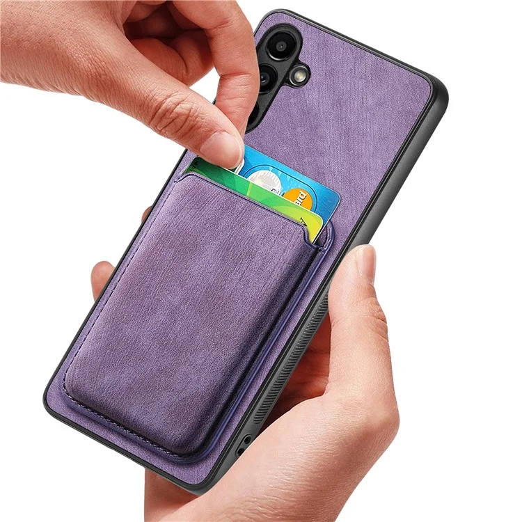 D12 Per Samsung Galaxy M14 4G Custodia in Pelle+TPU Magnetica Staccabile Slot per Schede - Viola