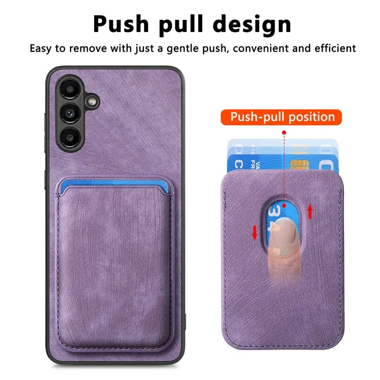 D12 Per Samsung Galaxy M14 4G Custodia in Pelle+TPU Magnetica Staccabile Slot per Schede - Viola