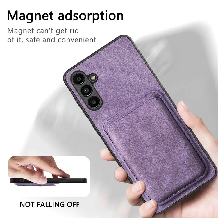 D12 Per Samsung Galaxy M14 4G Custodia in Pelle+TPU Magnetica Staccabile Slot per Schede - Viola