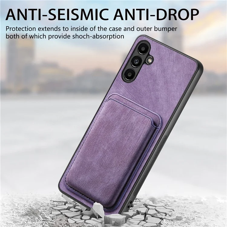 D12 Per Samsung Galaxy M14 4G Custodia in Pelle+TPU Magnetica Staccabile Slot per Schede - Viola