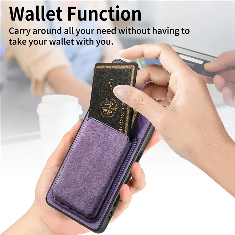 D12 Per Samsung Galaxy M14 4G Custodia in Pelle+TPU Magnetica Staccabile Slot per Schede - Viola