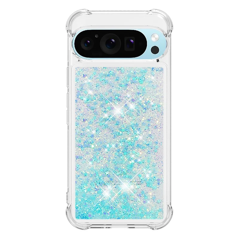 For Google Pixel 9 Pro XL TPU Case Glitter Quicksand Shockproof Phone Back Cover - Blue / Pentagram