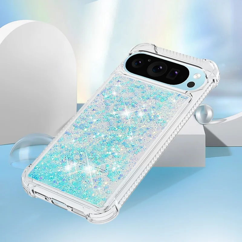 For Google Pixel 9 Pro XL TPU Case Glitter Quicksand Shockproof Phone Back Cover - Blue / Pentagram