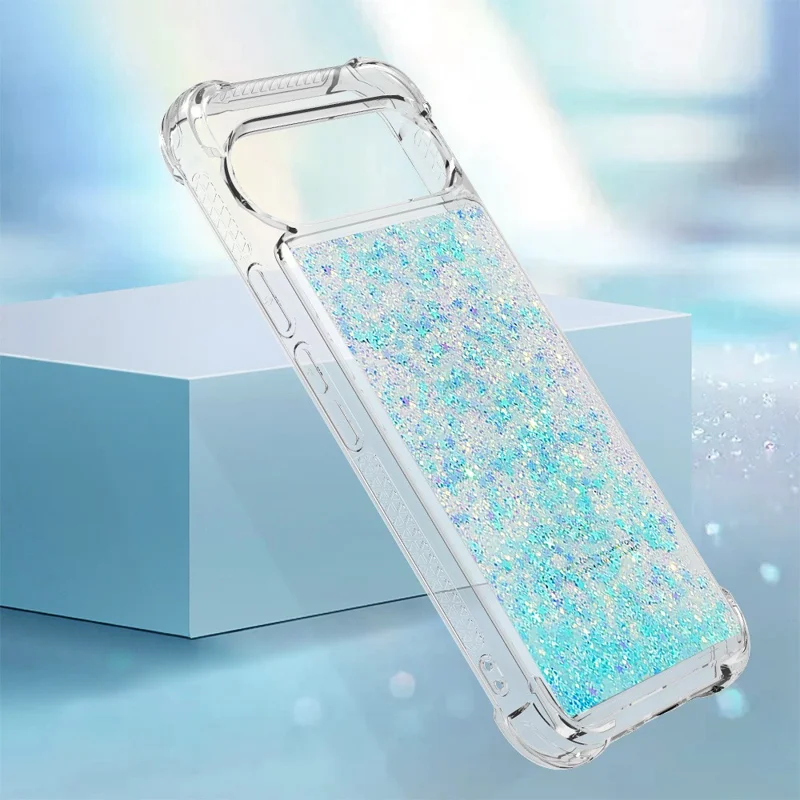 For Google Pixel 9 Pro XL TPU Case Glitter Quicksand Shockproof Phone Back Cover - Blue / Pentagram