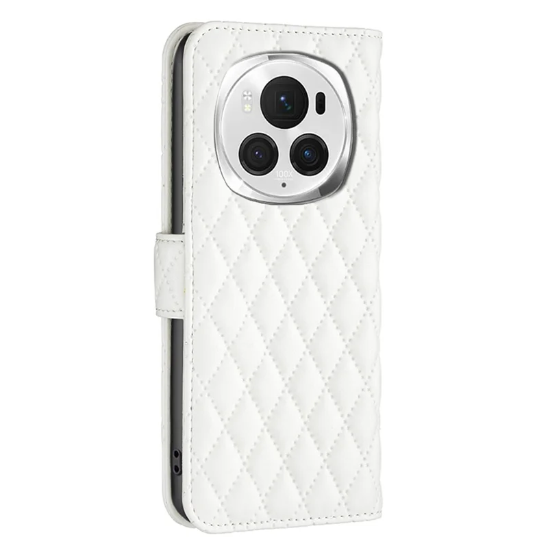 BINFEN COLOR BF Style-14 For Honor Magic6 Pro 5G Case PU Leather Matte Surface Phone Stand Cover - White