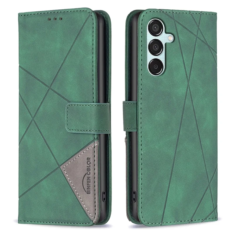 BINFEN COLOR BF05 für Samsung Galaxy M15 5G Geprägter Hülle PU-Leder Wallet Phone Cover - Grün