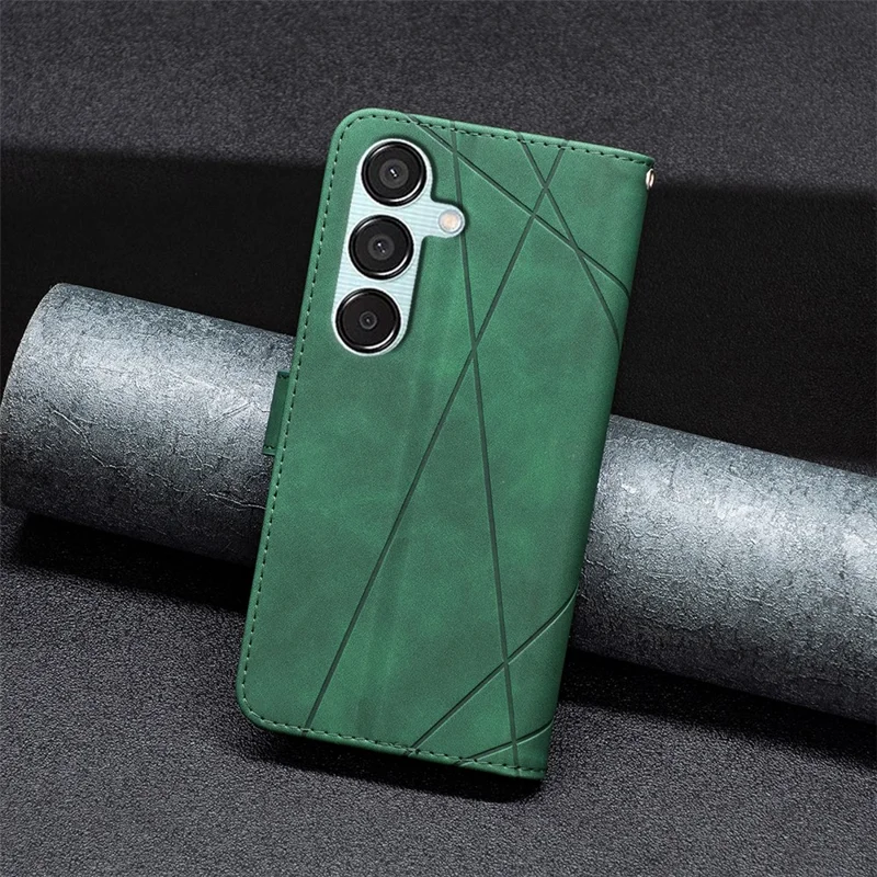 BINFEN COLOR BF05 für Samsung Galaxy M15 5G Geprägter Hülle PU-Leder Wallet Phone Cover - Grün