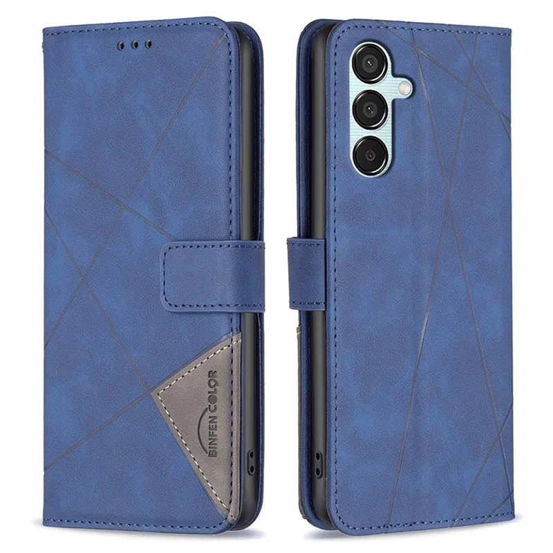 BINFEN COLOR BF05 Für Samsung Galaxy M15 5G Bedrucktes Hülle PU-Leder Wallet Phone Cover - Blau