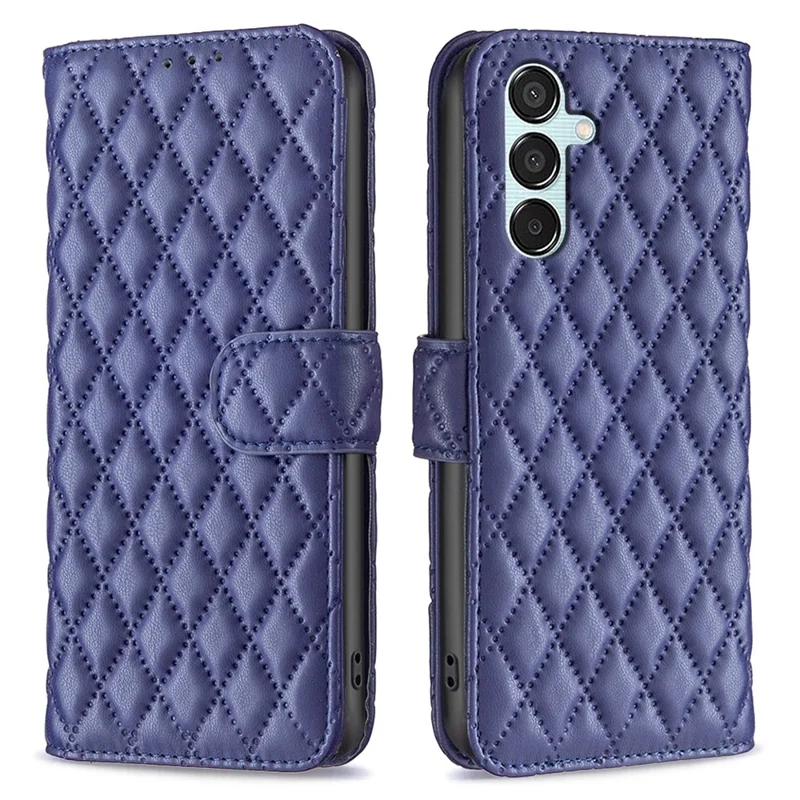 BINFEN COLOR BF Style-14 For Samsung Galaxy M15 5G Magnetic Case Leather Card Slots Phone Protector - Blue