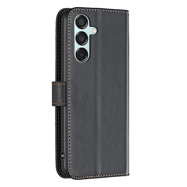BINFEN COLOR BF17 Para a Samsung Galaxy M15 5G Capa Fecho Magnético Anti-queda Carteira de Telefone - Preto