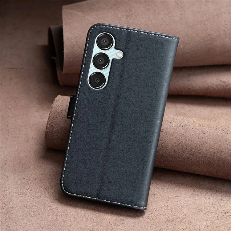 BINFEN COLOR BF17 Para a Samsung Galaxy M15 5G Capa Fecho Magnético Anti-queda Carteira de Telefone - Preto