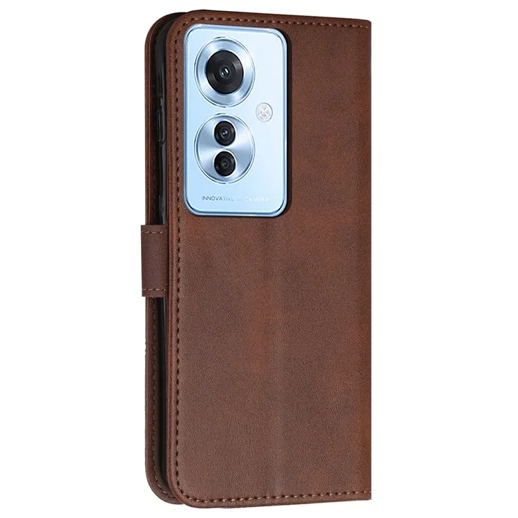 For Oppo Reno11 F 5G / F25 Pro 5G Case PU Leather Calf Texture Phone Cover with 3 Card Holder - Brown