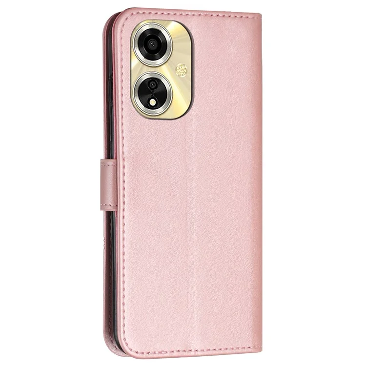 Для Oppo A59 5G / A2m 5G Чехол Кожа PU Текстура Теленка Магнитная Застежка Телефонный Чехол - Розовое Золото