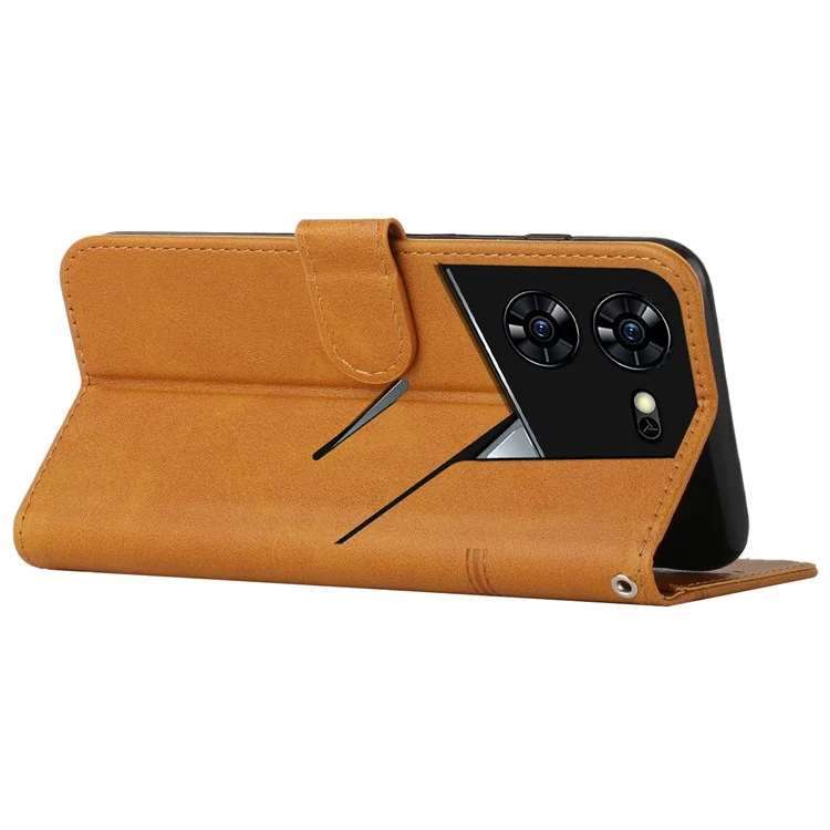 Para TECNO Pova 5 Pro 5G Funda tipo cartera de piel sintética PU, tapa de teléfono magnética - Amarillo
