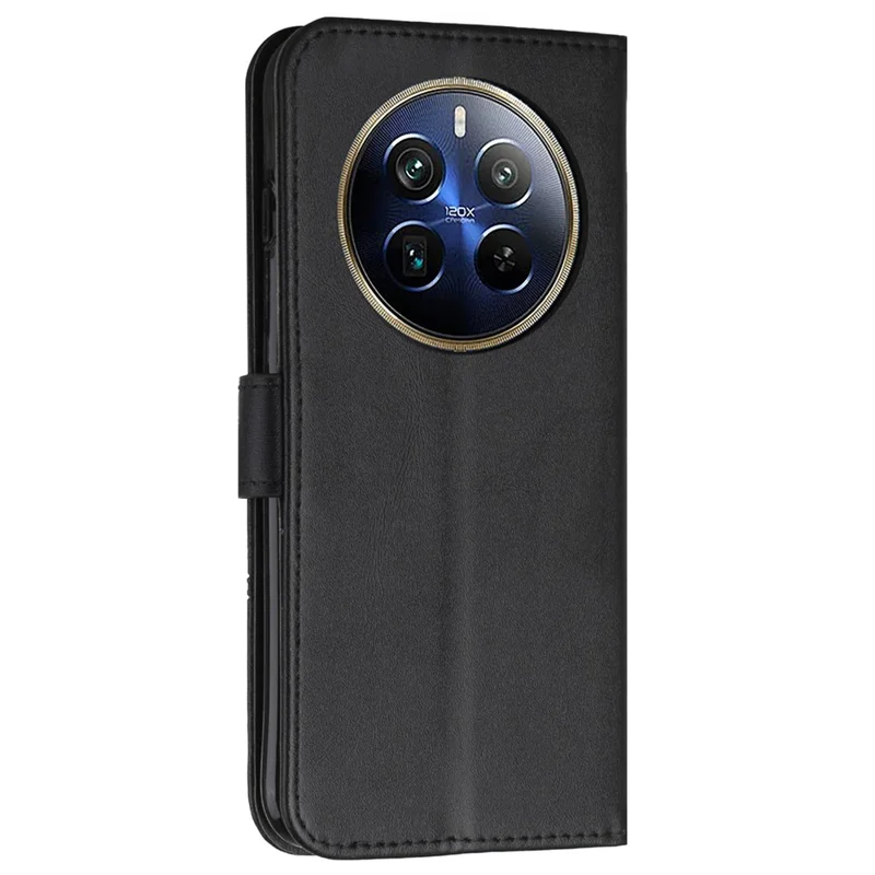 لـ غطاء هاتف TECNO Spark 20 Pro+ من جلد PU بنسيج عجل مع حامل وفتحات بطاقات - أسود