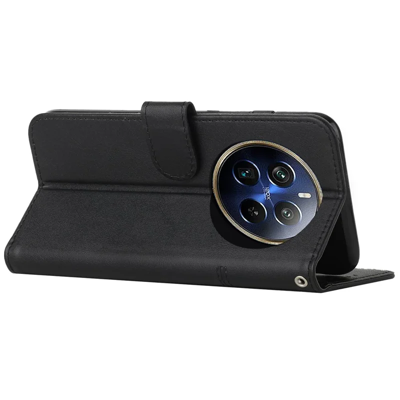 لـ غطاء هاتف TECNO Spark 20 Pro+ من جلد PU بنسيج عجل مع حامل وفتحات بطاقات - أسود