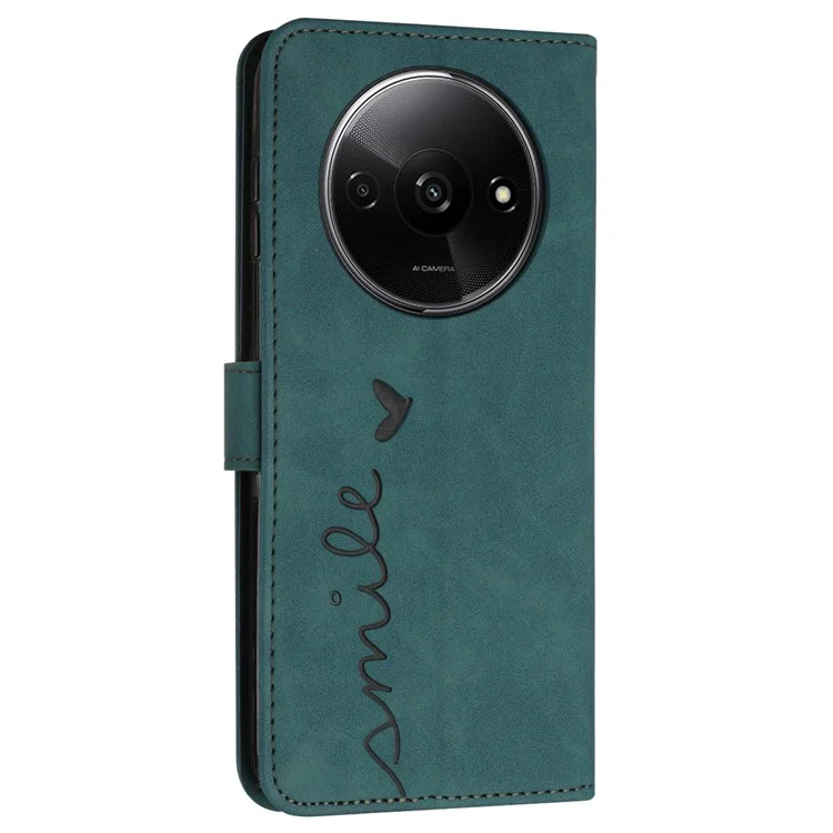 Für Xiaomi Redmi A3 4G / Poco C61 4G Hülle Herz Stoßfest Leder Flip Handtasche Handyhülle - Grün
