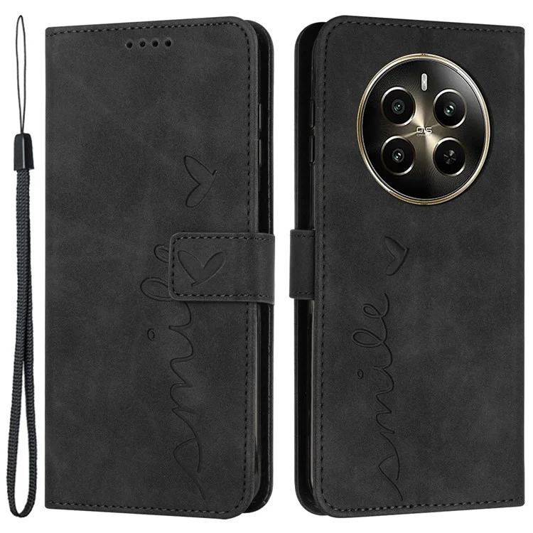 Per Realme 12 Pro 5G / 12 Pro+ 5G Case Skin-touch Leather Flip Stand View Phone Cover con Cinturino - Nero