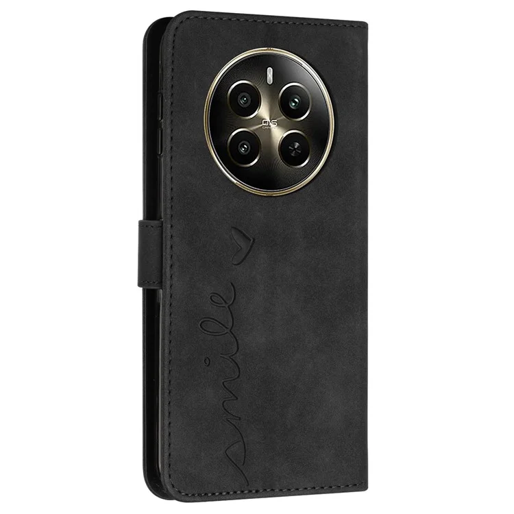Per Realme 12 Pro 5G / 12 Pro+ 5G Case Skin-touch Leather Flip Stand View Phone Cover con Cinturino - Nero