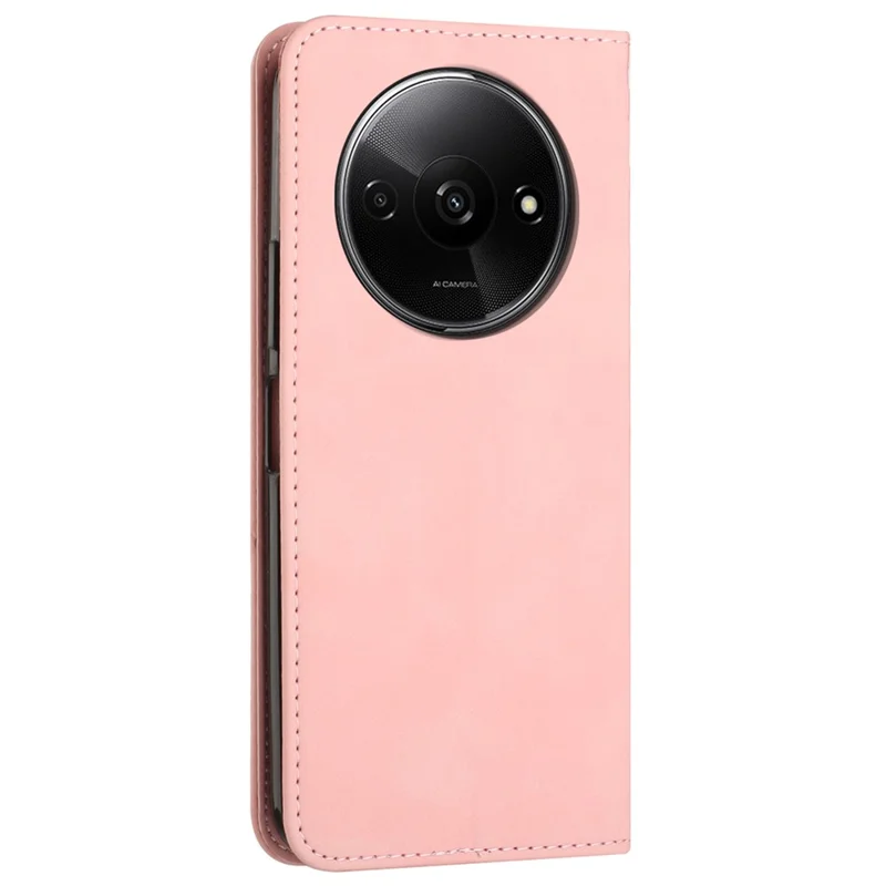 For Xiaomi Redmi A3 4G / Poco C61 4G Case Splicing Rhombus PU Leather Folio Stand View Phone Cover Skin-Touch - Rose Gold