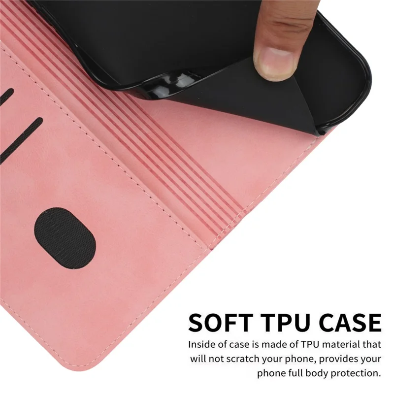For Xiaomi Redmi A3 4G / Poco C61 4G Case Splicing Rhombus PU Leather Folio Stand View Phone Cover Skin-Touch - Rose Gold