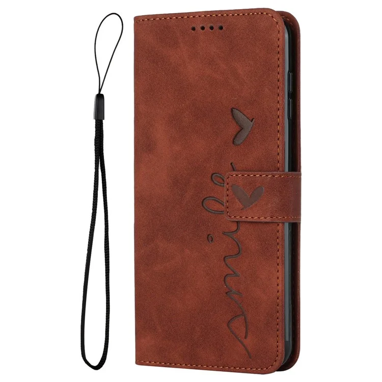 Para el caso TECNO Spark 20 Pro+ Skin-Touch Leather Love Heart Phone Cover con cierre magnético - Marrón