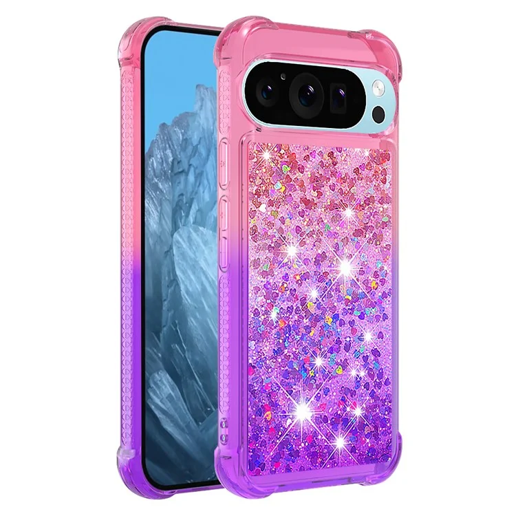 YB Quicksand Series-3 für Google Pixel 9 / Pixel 9 Pro Case Quicksand Gradient TPU Phone Cover - Rosa+Lila