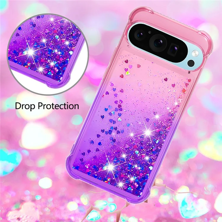 YB Quicksand Series-3 für Google Pixel 9 / Pixel 9 Pro Case Quicksand Gradient TPU Phone Cover - Rosa+Lila