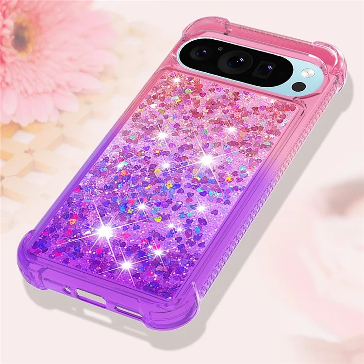 YB Quicksand Series-3 für Google Pixel 9 / Pixel 9 Pro Case Quicksand Gradient TPU Phone Cover - Rosa+Lila