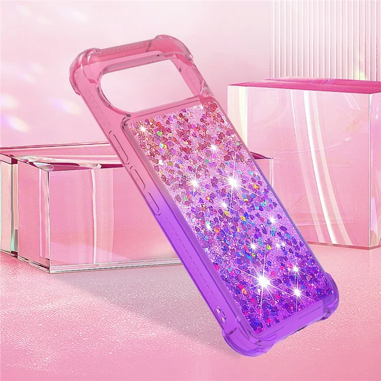 YB Quicksand Series-3 für Google Pixel 9 / Pixel 9 Pro Case Quicksand Gradient TPU Phone Cover - Rosa+Lila