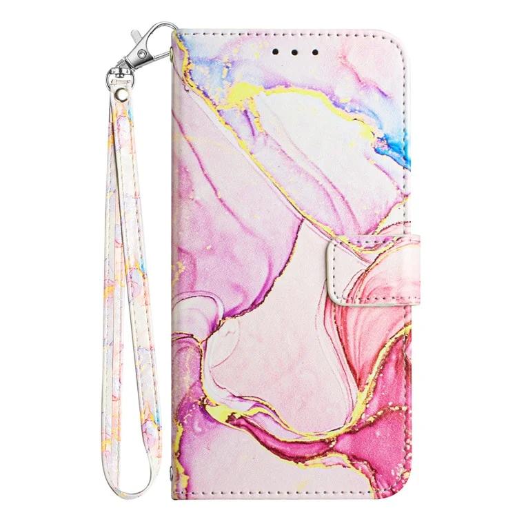 YB Pattern Printing Leather Series-5 Per Google Pixel 9 / Pixel 9 Pro Custodia Portafoglio in Piedi Cover per Telefono Motivo Marmo - Rose Gold LS005