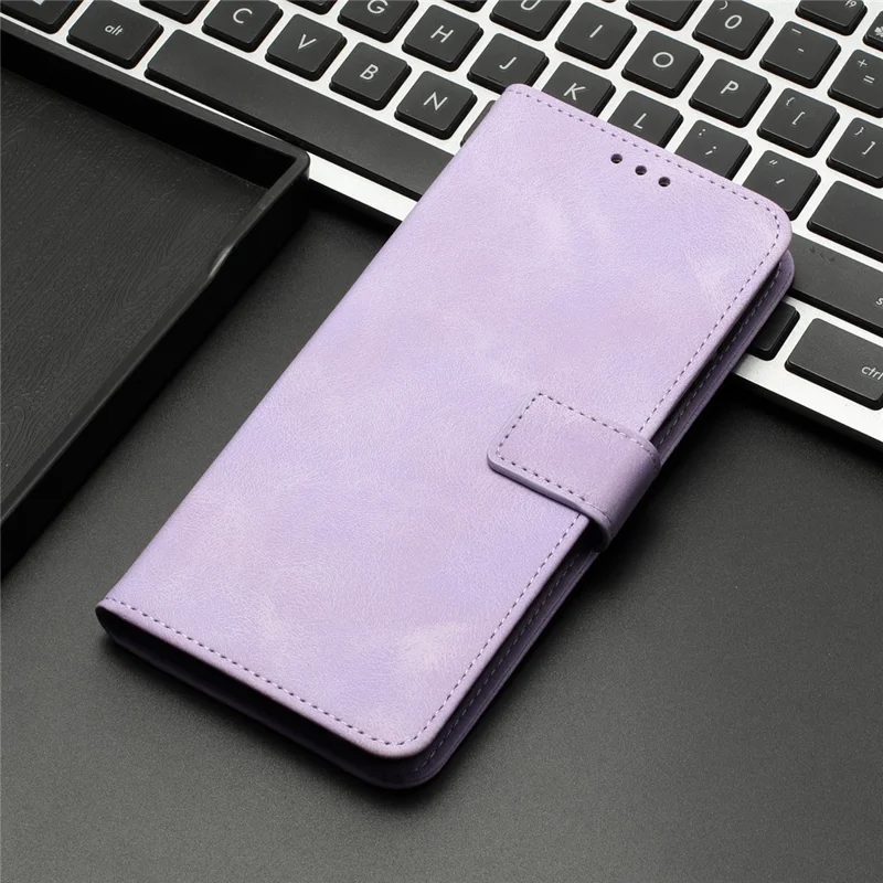 For Samsung Galaxy A24 4G (162.1 x 77.6 x 8.3mm) Case PU Leather Wallet Phone Cover Skin Touch Feeling - Purple