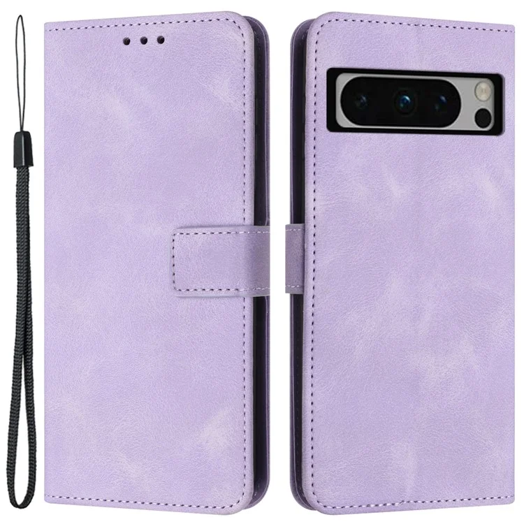 For Google Pixel 8 Pro Case PU Leather Folding Stand Skin-touch Wallet Phone Cover - Purple