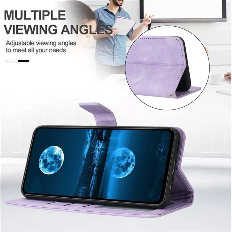 For Google Pixel 8 Pro Case PU Leather Folding Stand Skin-touch Wallet Phone Cover - Purple