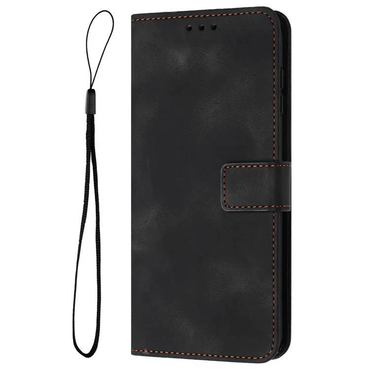 For Samsung Galaxy A34 5G Leather Case Solid Color Stand Wallet Cellphone Shell - Black